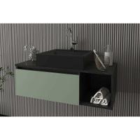 Gabinete De Banheiro Suspenso Bn3601 S- Cuba C- 1 Porta 80cm Marmore Lunar-verde Mar - Tecno Mobili - 1