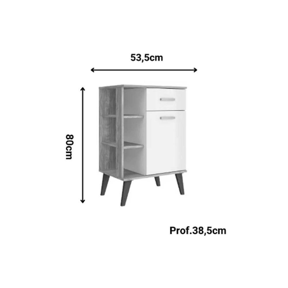 Balcão De Cozinha Retrô C- 1 Porta E 1 Gaveta 53cm Mel-oliva - Movelbento - 3
