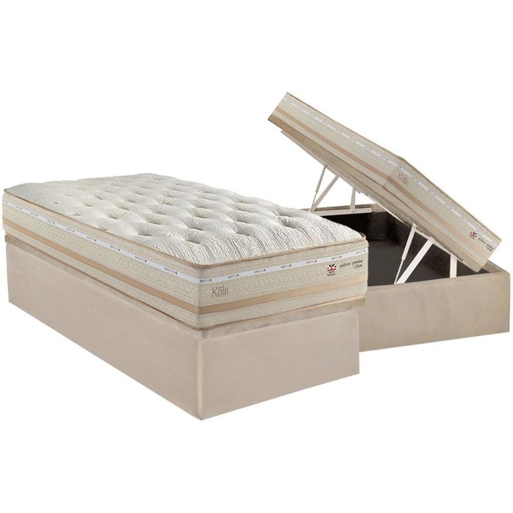 Conjunto Box Baú Solteiro: Colchão Molas Herval Maxspring Koln + Base Crc Suede Clean (88x188) - 1