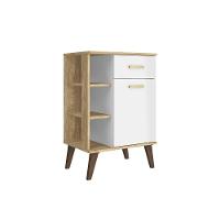 Balcão De Cozinha Retrô C- 1 Porta E 1 Gaveta 53cm Mel-branco - Movelbento