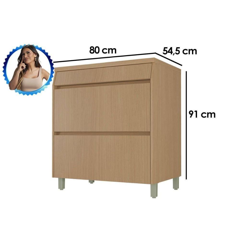 Balcão De Cozinha C- Tampo Simone Mendes C- 1 Porta E 1 Gaveta 80cm Carvalho-greice - Nesher - 4