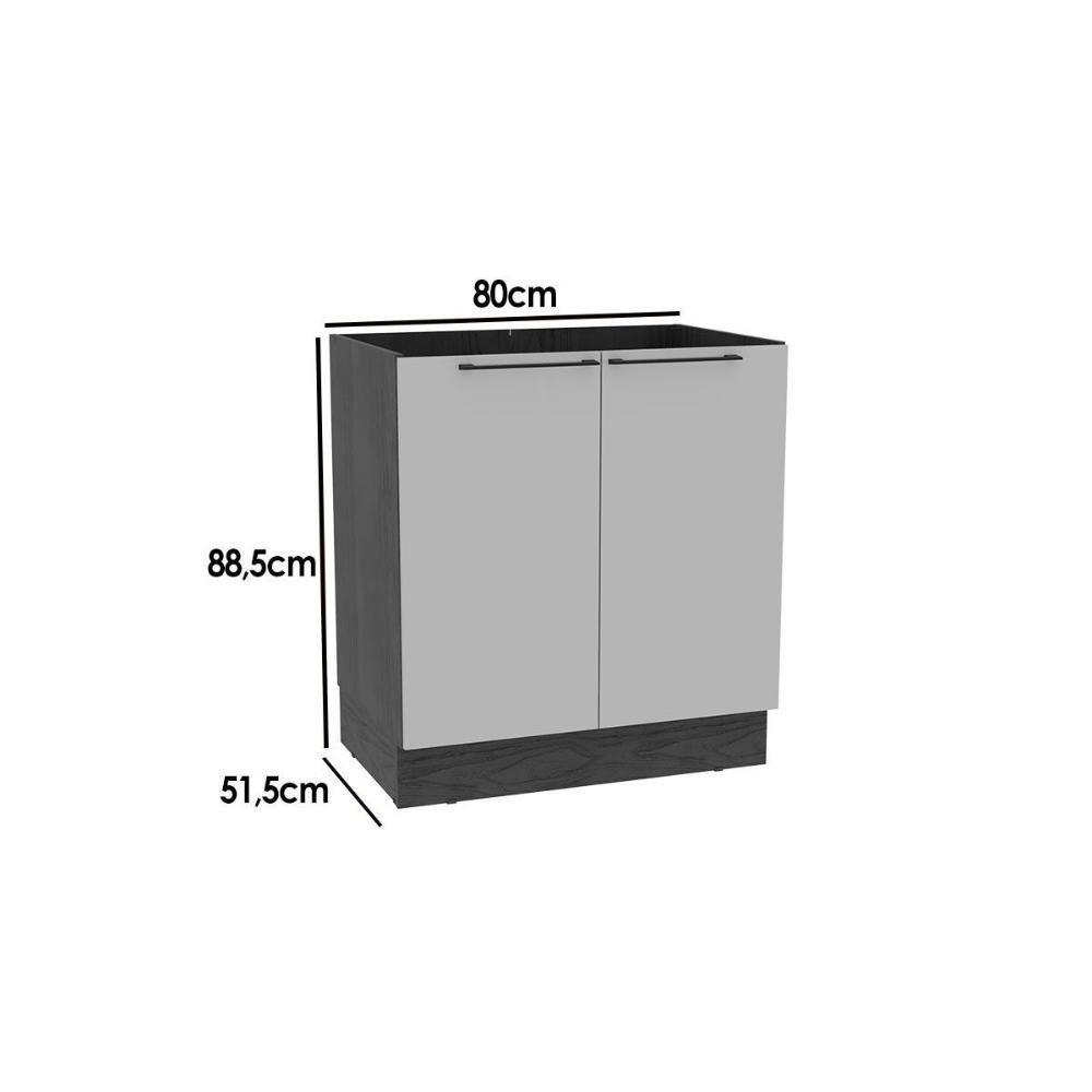 Balcão De Cozinha Amsterdam Ph 3132 C- 2 Portas S- Tampo 80cm Avela - Herval - 3