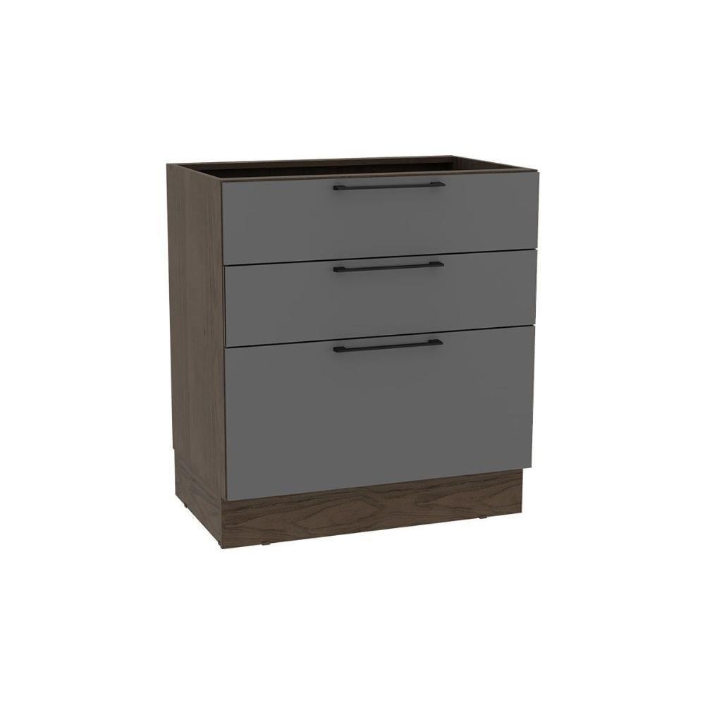 Balcão De Cozinha Amsterdam Ph 3133 C- 3 Gavetas S- Tampo 80cm Avela-grafite - Herval - 1