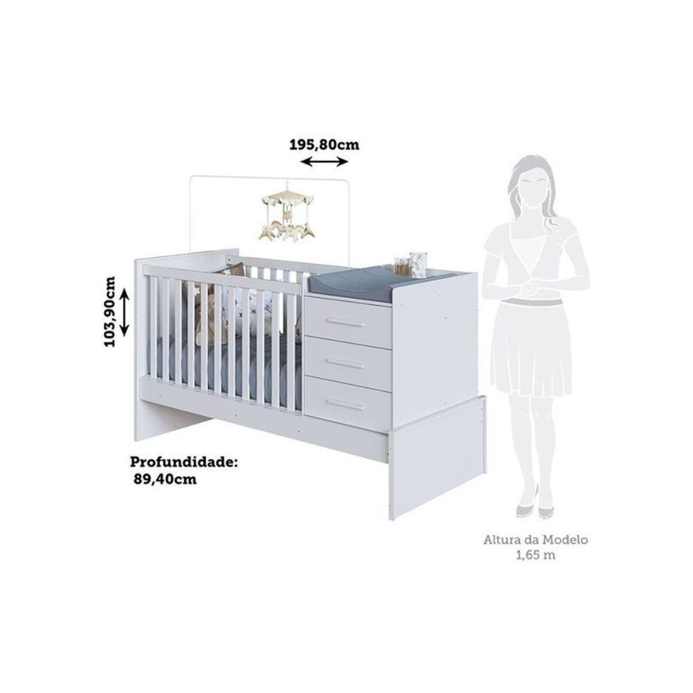 Berço Infantil Beni 4 Em 1 Branco - Peroba - 7