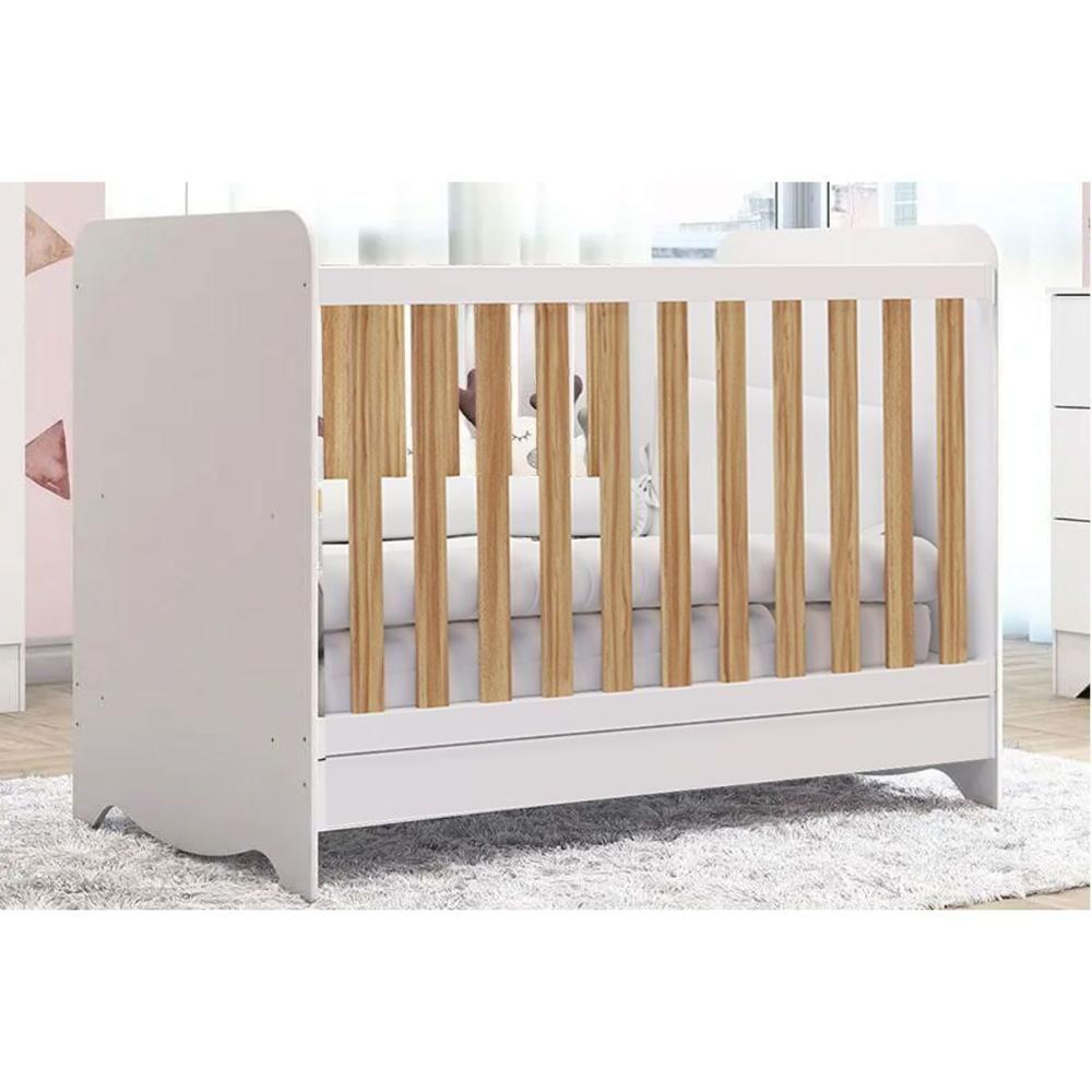 Berço Infantil Ben 3 Em 1 Branco-amendoa - Peroba - 1
