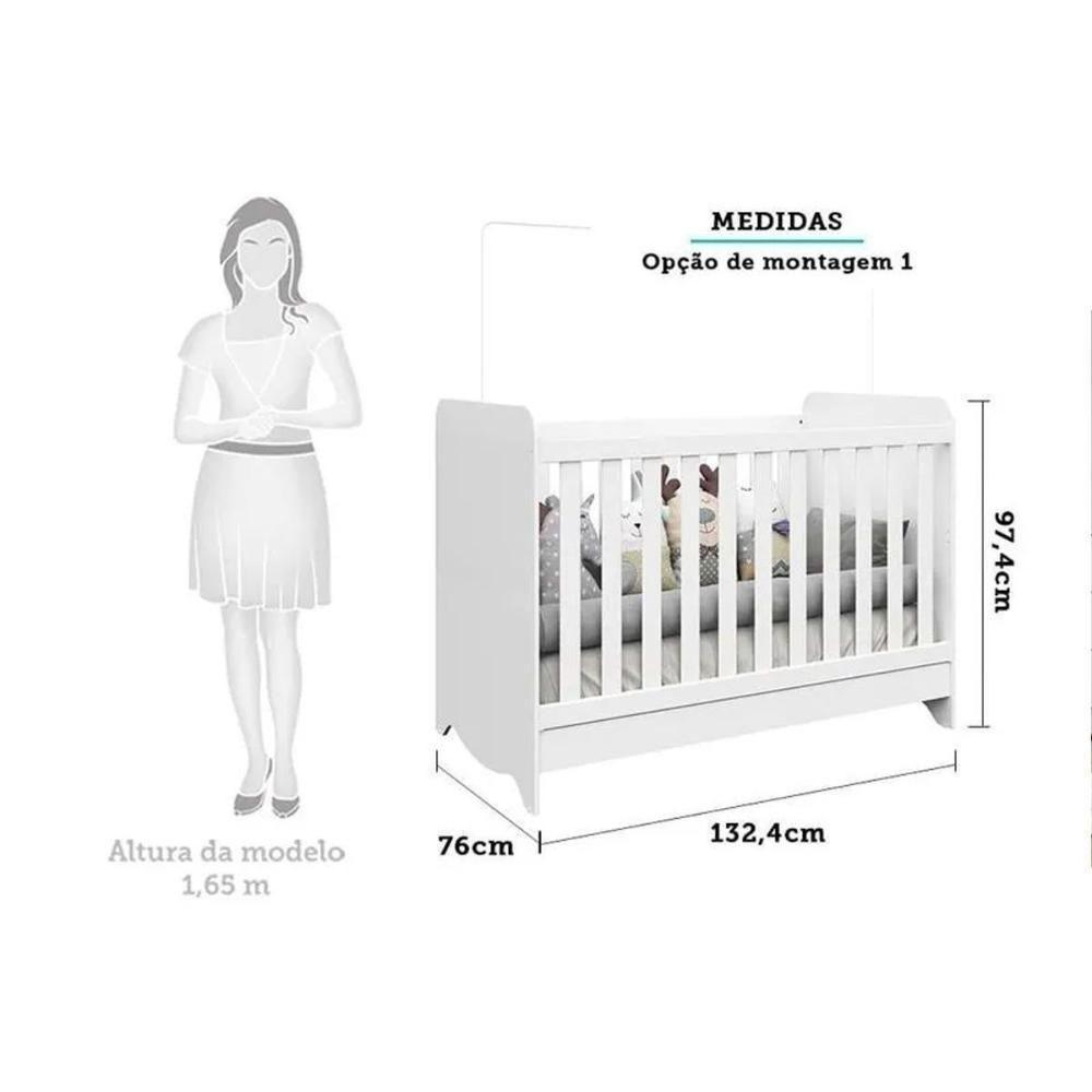 Berço Infantil Ben 3 Em 1 Branco-amendoa - Peroba - 5