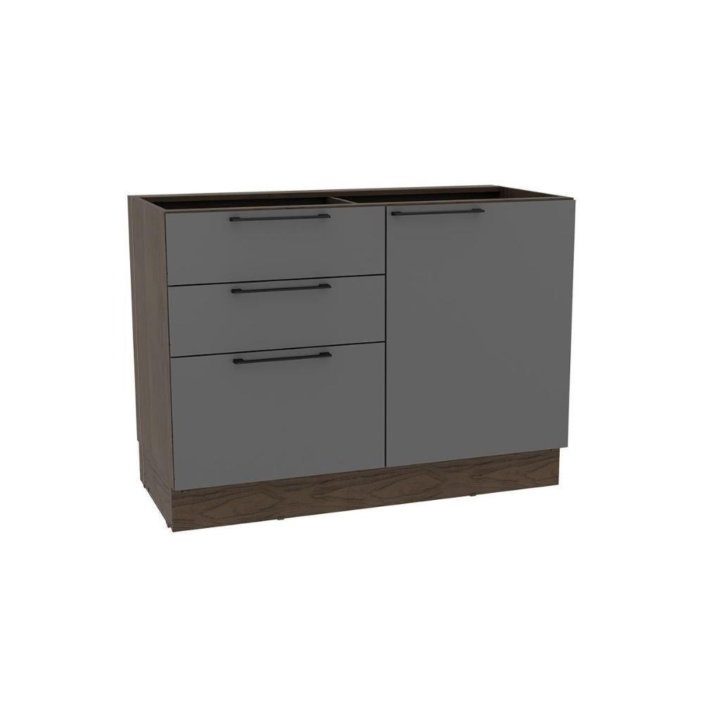 Balcão De Cozinha Amsterdam Ph 3135 C- 1 Porta 3 Gavetas E Divisor De Talheres S- Tampo 120cm Avela-grafite - Herval - 1