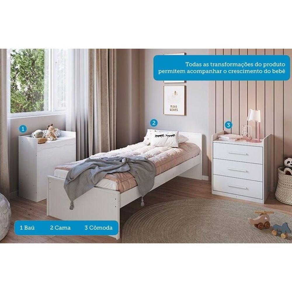 Berço Infantil Beni 4 Em 1 Branco-amendoa - Peroba - 6
