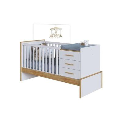 Berço Infantil Beni 4 Em 1 Branco-amendoa - Peroba