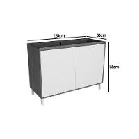 Balcão De Cozinha Denver Ph 3111 C- 2 Portas S- Tampo 120cm Freijo Rocks-branco - Herval