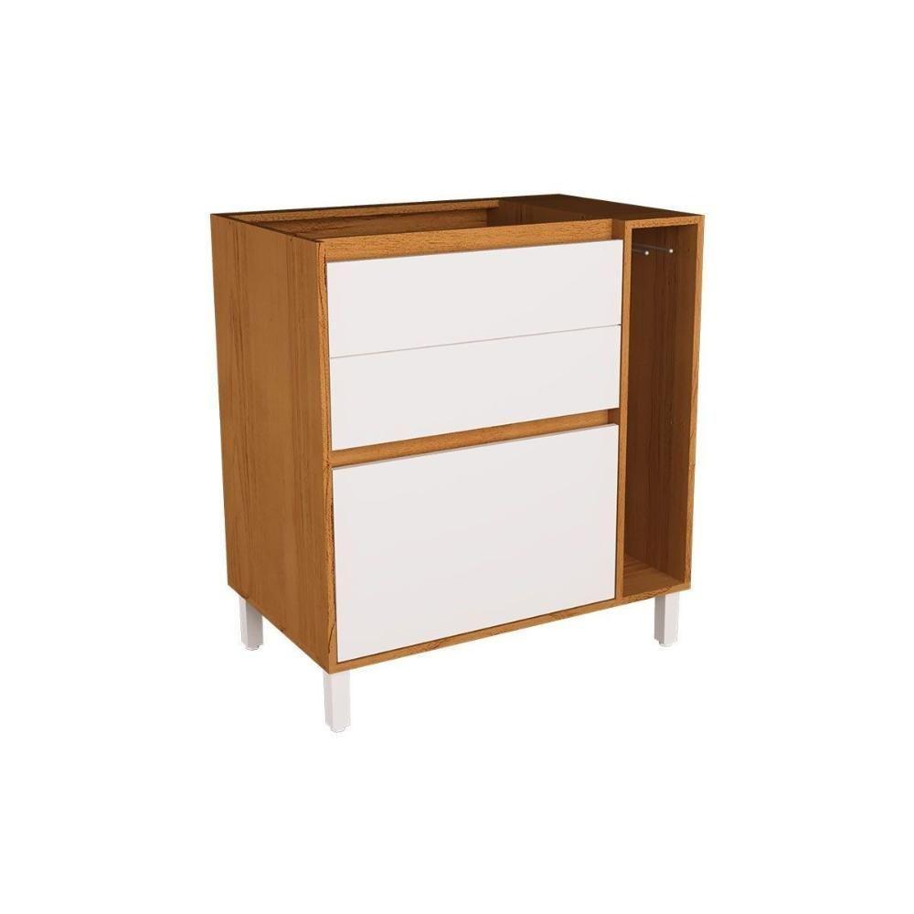 Balcão De Cozinha Denver Ph 3109 C- 3 Gavetas E 1 Toalheiro S- Tampo 80cm Freijo Rocks-branco - Herval - 1