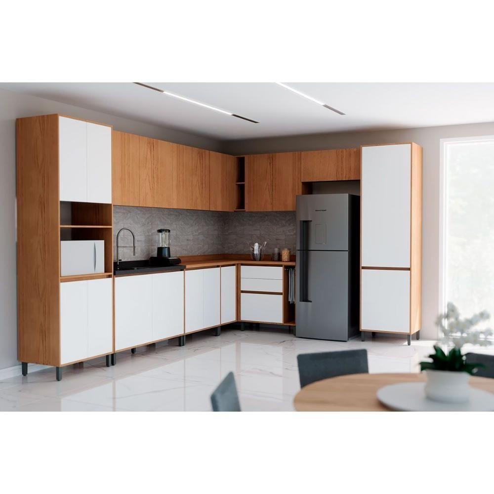 Balcão De Cozinha Denver Ph 3109 C- 3 Gavetas E 1 Toalheiro S- Tampo 80cm Freijo Rocks-branco - Herval - 3