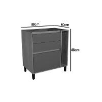 Balcão De Cozinha Denver Ph 3109 C- 3 Gavetas E 1 Toalheiro S- Tampo 80cm Freijo Rocks-branco - Herval - 2