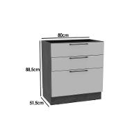 Balcão De Cozinha Amsterdam Ph 3133 C- 3 Gavetas E Divisor De Talheres S- Tampo 80cm Avela-off White - Herval - 3