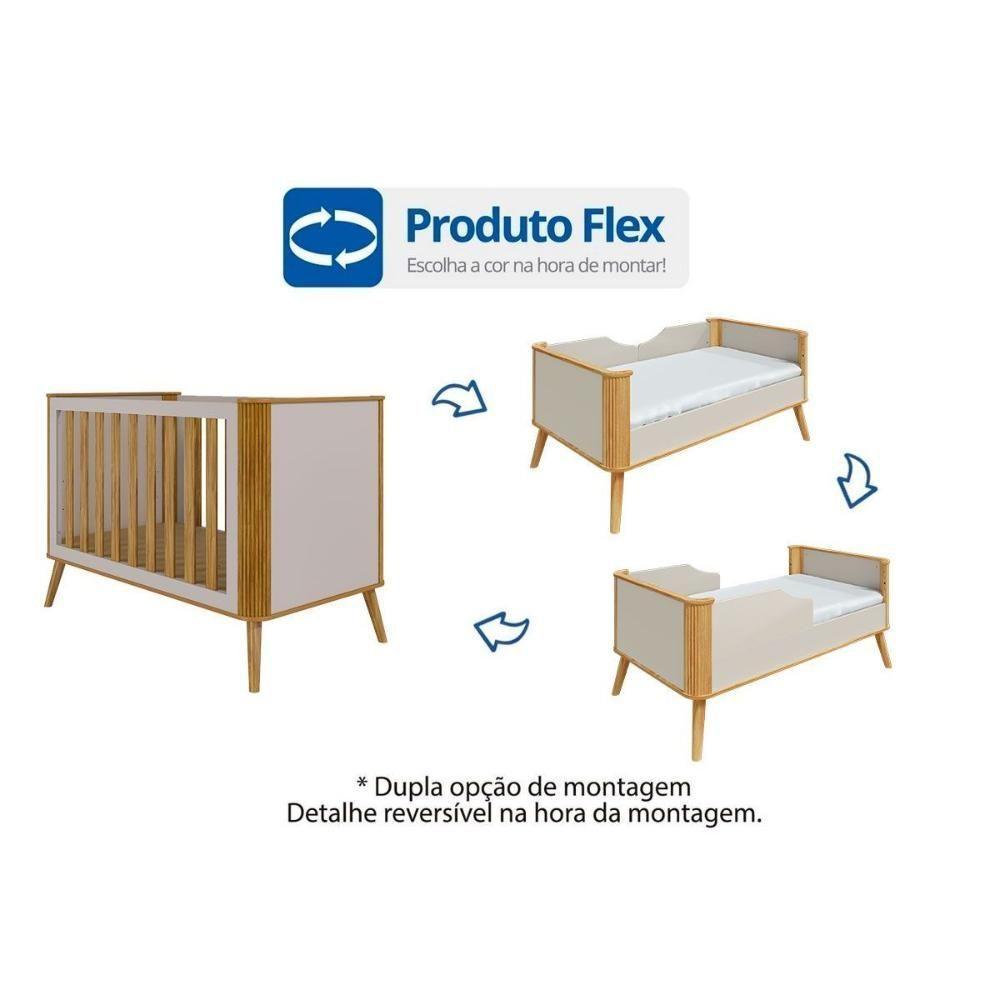 Berço Infantil Théo 3 Em 1 Off White-amendoa - Peroba - 2