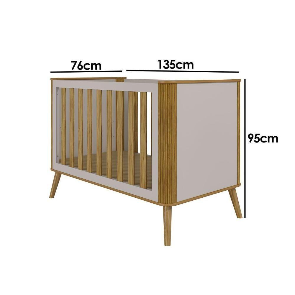 Berço Infantil Théo 3 Em 1 Off White-amendoa - Peroba - 3