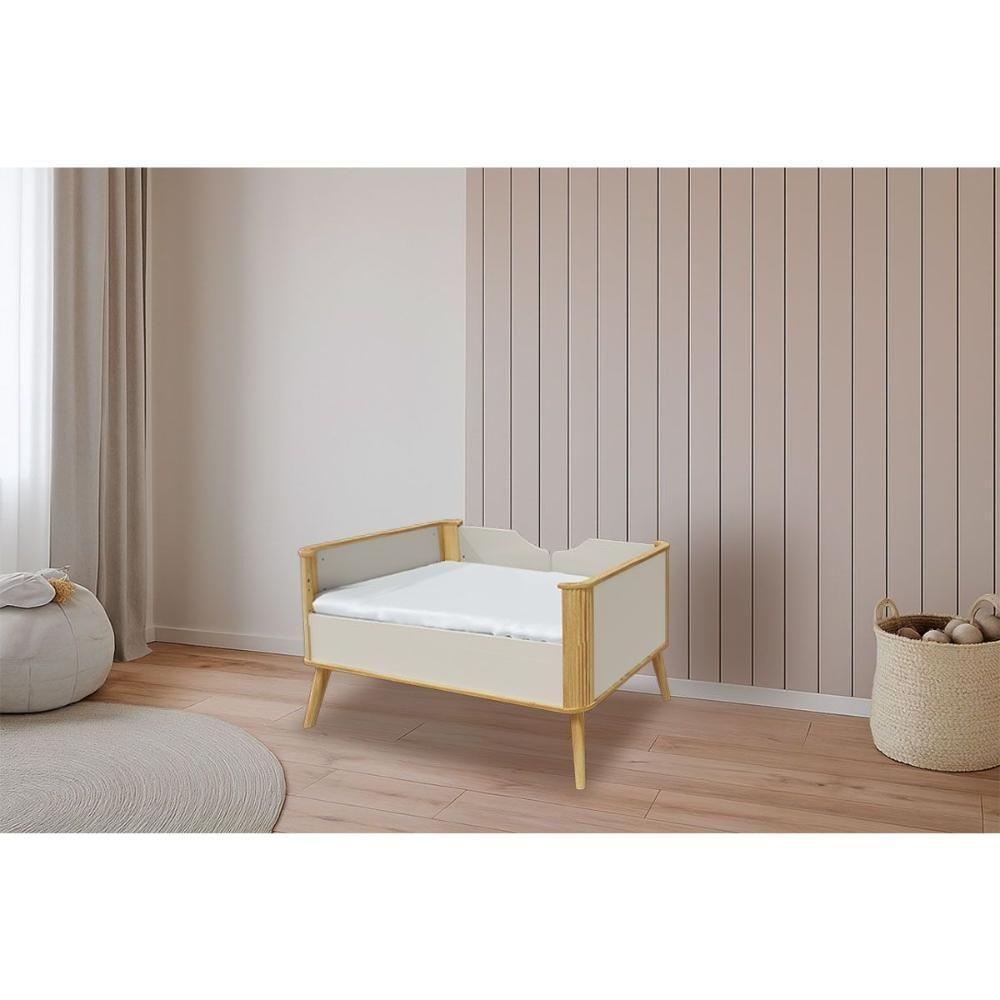Berço Infantil Théo 3 Em 1 Off White-amendoa - Peroba - 4