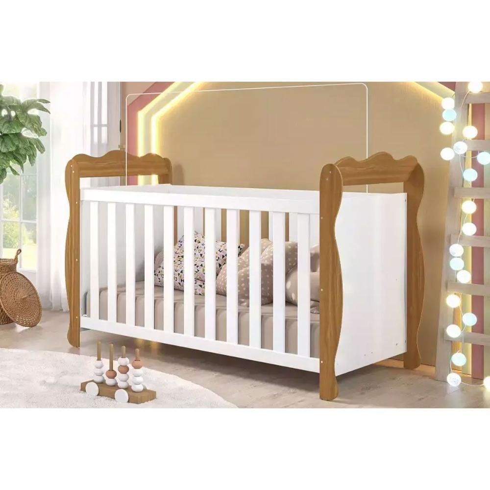 Berço Infantil Lisi 3 Em 1 Branco-amendoa - Peroba - 1
