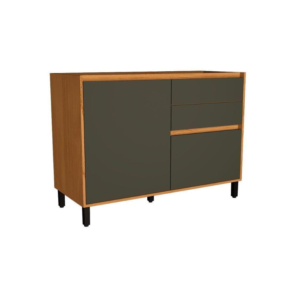 Balcão De Cozinha Denver Ph 3110 C- 1 Porta 1 Porta Tempero E 2 Gavetas S- Tampo 120cm Freijo Rocks-grafite - Herval - 1