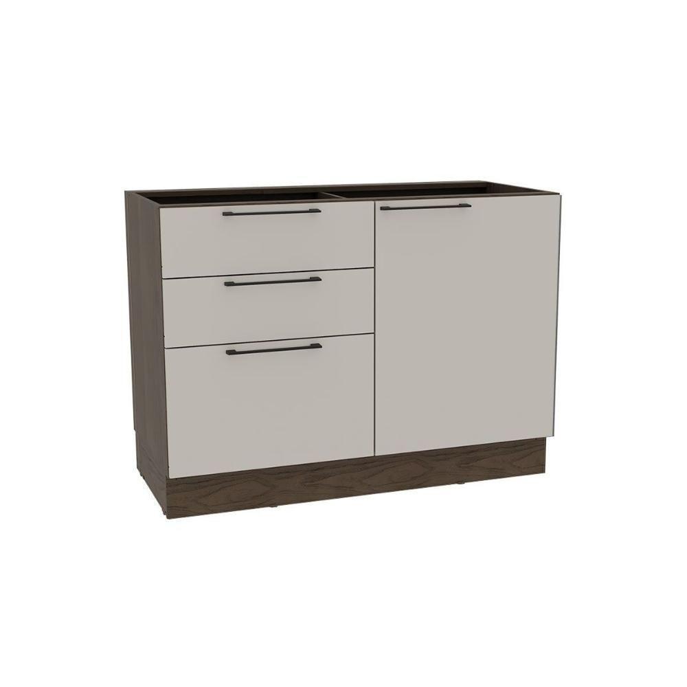 Balcão De Cozinha Amsterdam Ph 3135 C- 1 Porta 3 Gavetas E Divisor De Talheres S- Tampo 120cm Avela-off White - Herval - 1