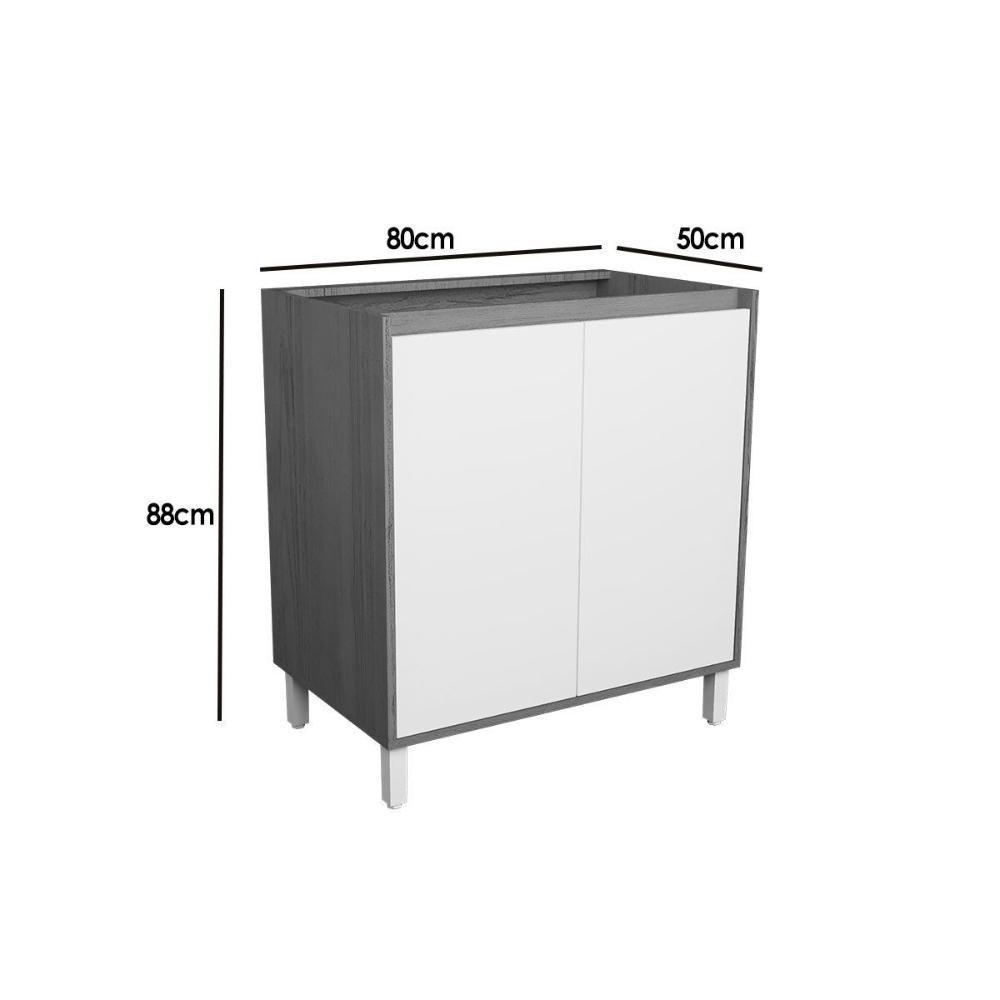 Balcão De Cozinha Denver Ph 3107 C- 2 Portas S- Tampo 80cm Freijo Rocks-branco - Herval - 5