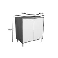 Balcão De Cozinha Denver Ph 3107 C- 2 Portas S- Tampo 80cm Freijo Rocks-branco - Herval - 5