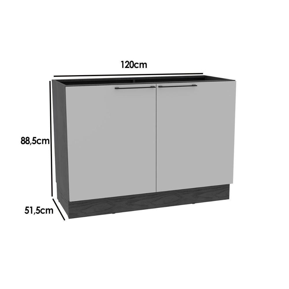 Balcão De Cozinha Amsterdam Ph 3134 C- 2 Portas S- Tampo 120cm Avela-grafite - Herval - 3