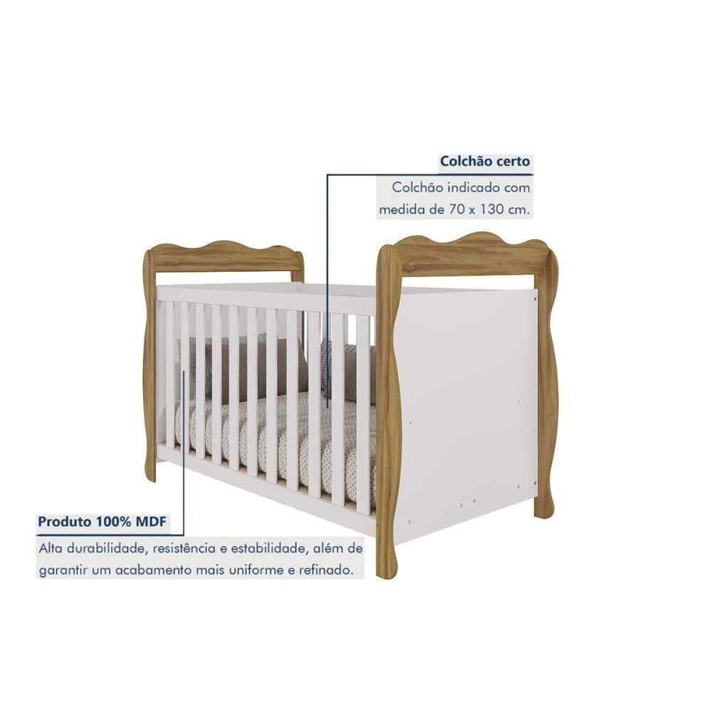 Berço Infantil Lisi 3 Em 1 Branco - Peroba - 2