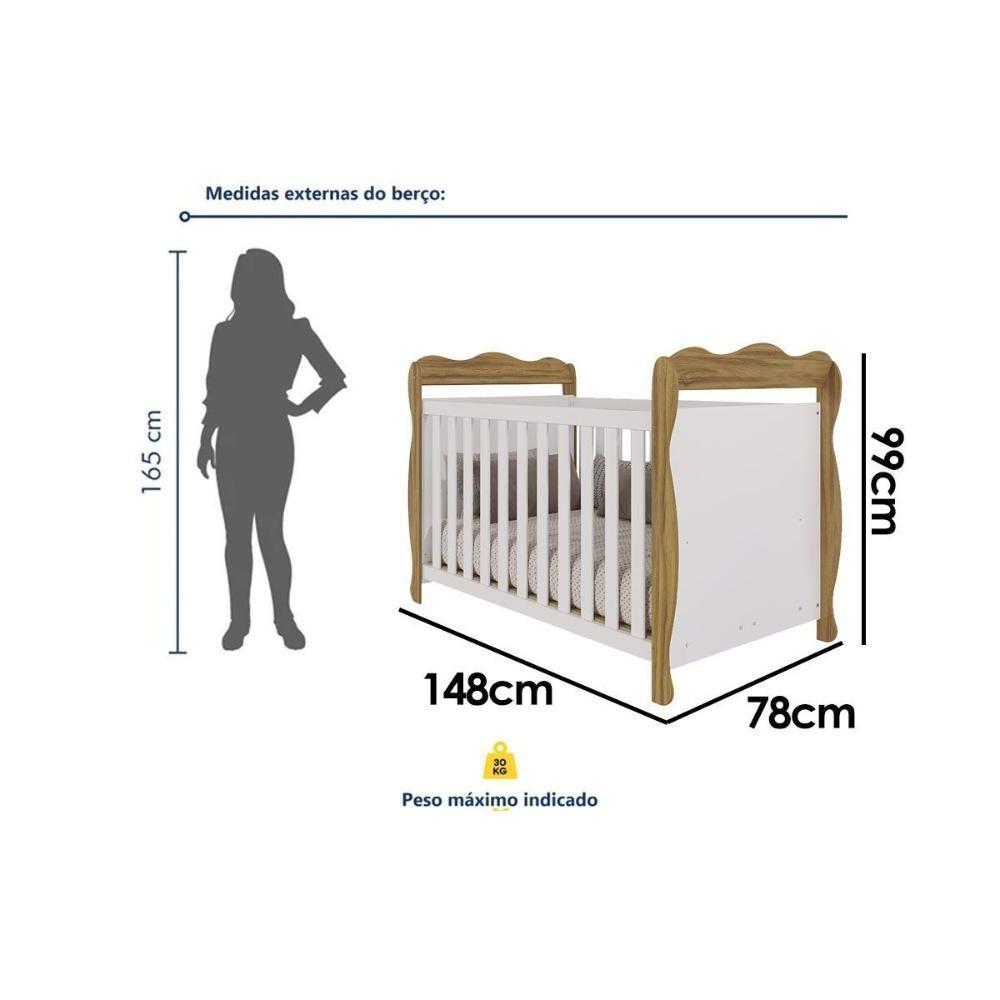 Berço Infantil Lisi 3 Em 1 Branco - Peroba - 3