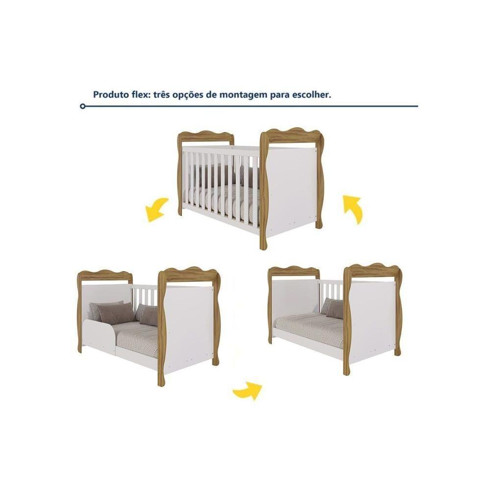 Berço Infantil Lisi 3 Em 1 Branco - Peroba - 5