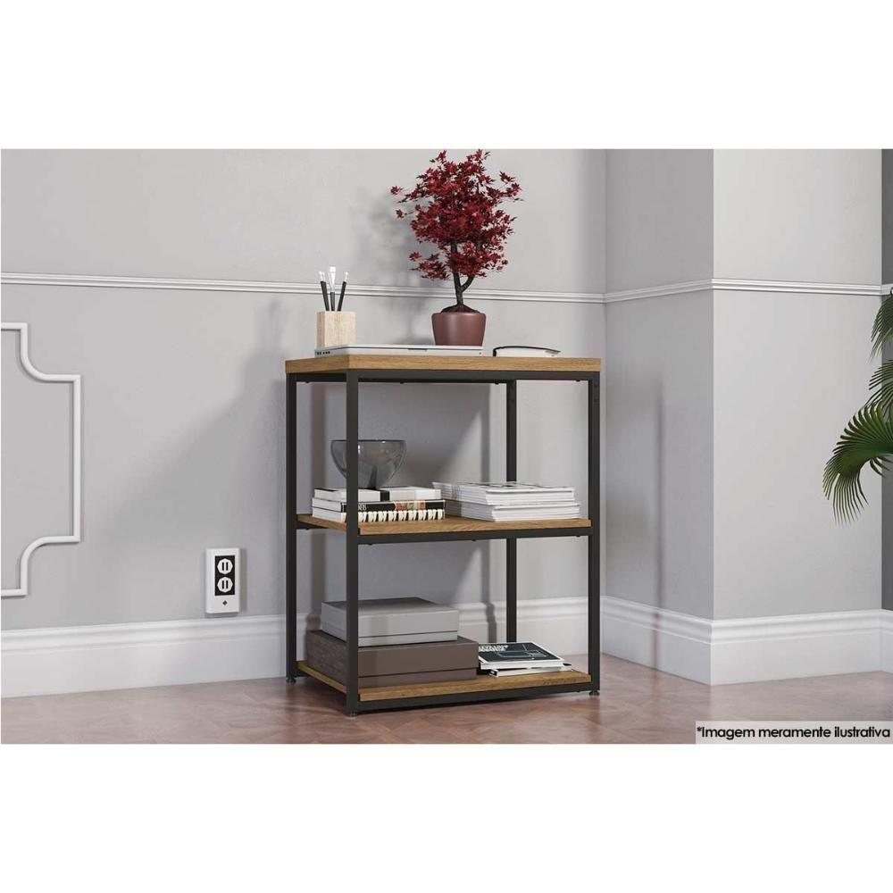 Mesa Lateral P- Sala Industrial Li004 C- 3 Prateleiras Canela-branco - Kappesberg - 3