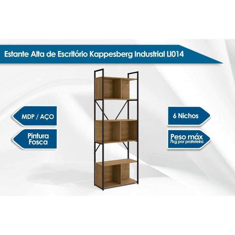 Estante P- Sala Industrial Alta Li014 C- 6 Nichos 72x202cm Canela-branco - Kappesberg - 2