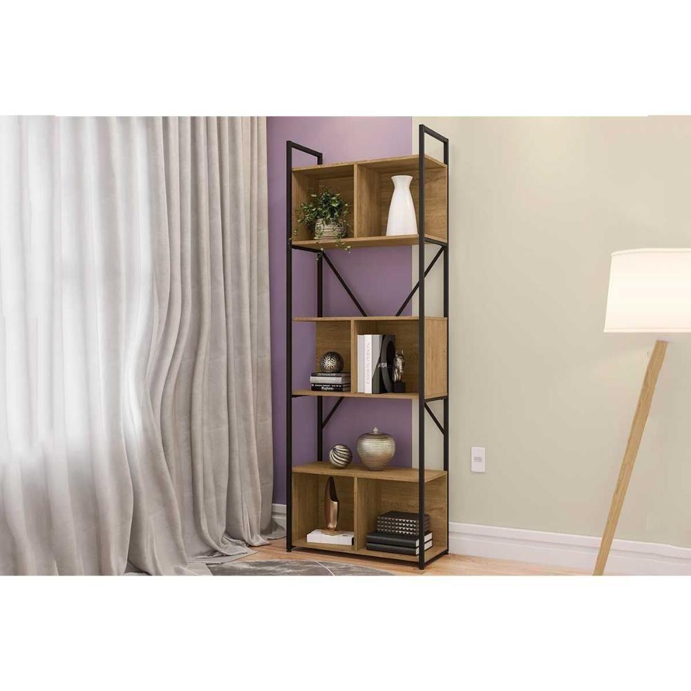 Estante P- Sala Industrial Alta Li014 C- 6 Nichos 72x202cm Canela-branco - Kappesberg - 8