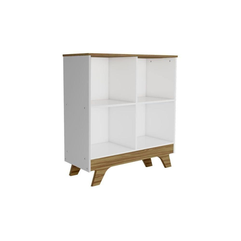 Estante Infantil Retrô 2869 C- 4 Nichos Branco-amendoa - Peroba - 1