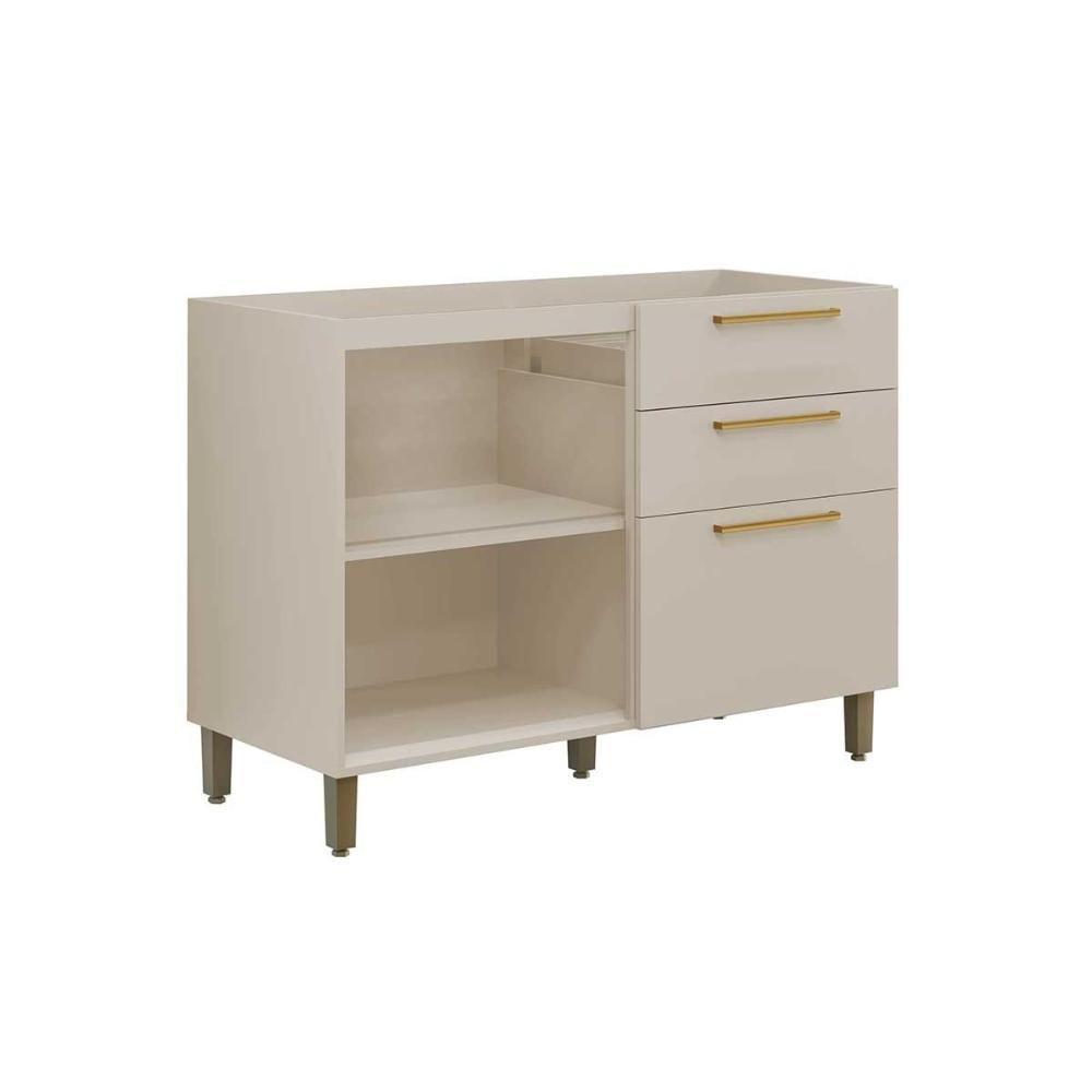 Balcão De Cozinha Atena C- 1 Porta E 3 Gavetas S- Tampo 120cm Off White - Linea Brasil - 4