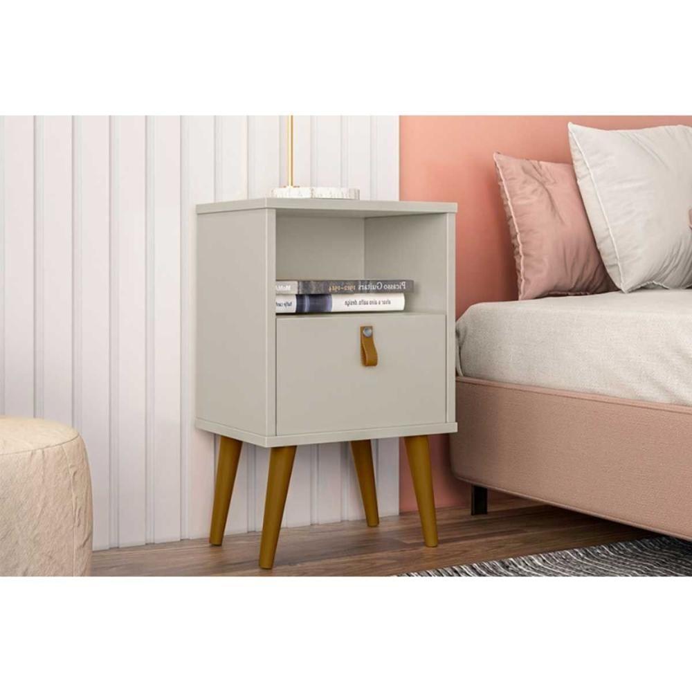 Mesa Cabeceira Búzios C- 1 Gaveta E 1 Nicho Off White - Linea Brasil - 1