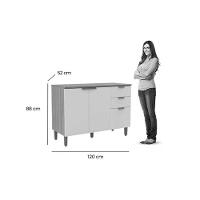 Balcão De Cozinha C- Tampo Selena C- 3 Porta E 2 Gavetas 120cm Jequitiba-off White Fosco - Linea Brasil - 3
