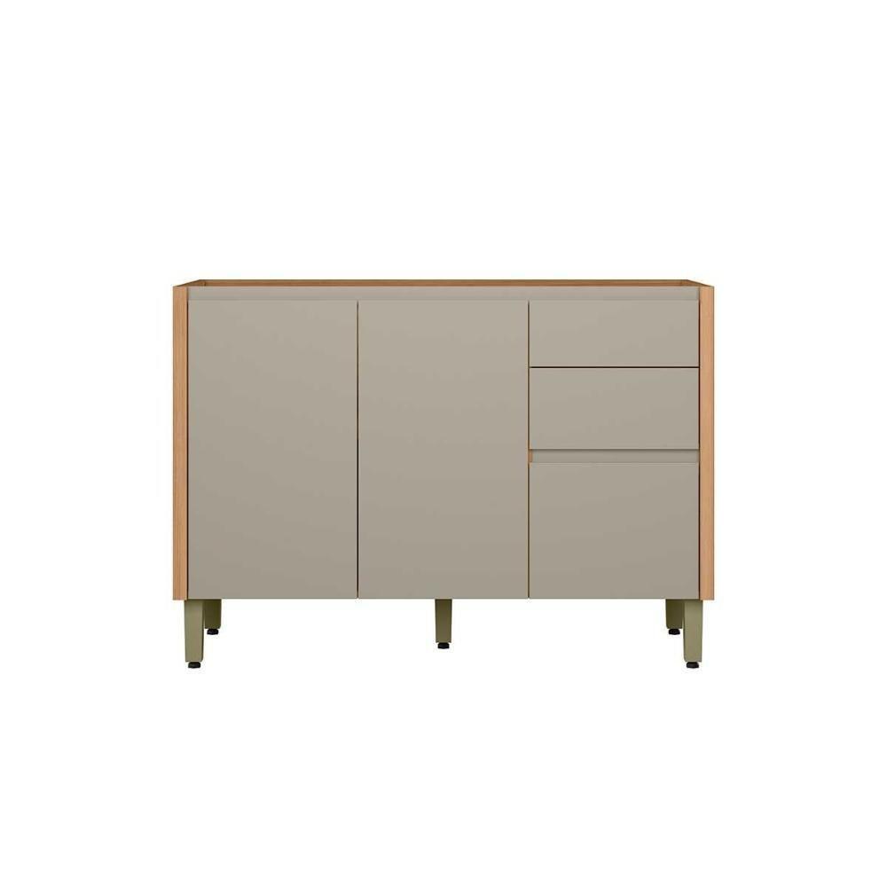 Balcão De Cozinha Allure C- 2 Portas E 3 Gavetas S- Tampo 120cm Jequitiba-gris Fosco - Linea Brasil - 4