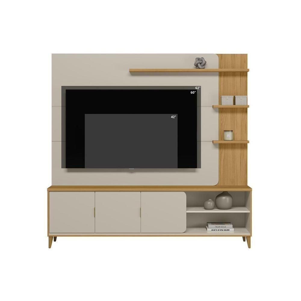 Estante P- Sala Até 70 Pol Napoli C- 3 Portas 4 Prateleiras E Led 193x200cm Tauari-off White Fosco - Linea Brasil - 2