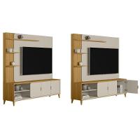 Estante P- Sala Até 70 Pol Napoli C- 3 Portas 4 Prateleiras E Led 193x200cm Tauari-off White Fosco - Linea Brasil - 3