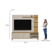 Estante P- Sala Até 70 Pol Napoli C- 3 Portas 4 Prateleiras E Led 193x200cm Tauari-off White Fosco - Linea Brasil - 5