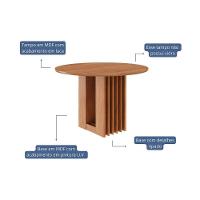 Mesa Multiuso Cozinha Ariela C- Tampo Madeirado Redondo 109x109cm Cinamomo - Cimol - 2