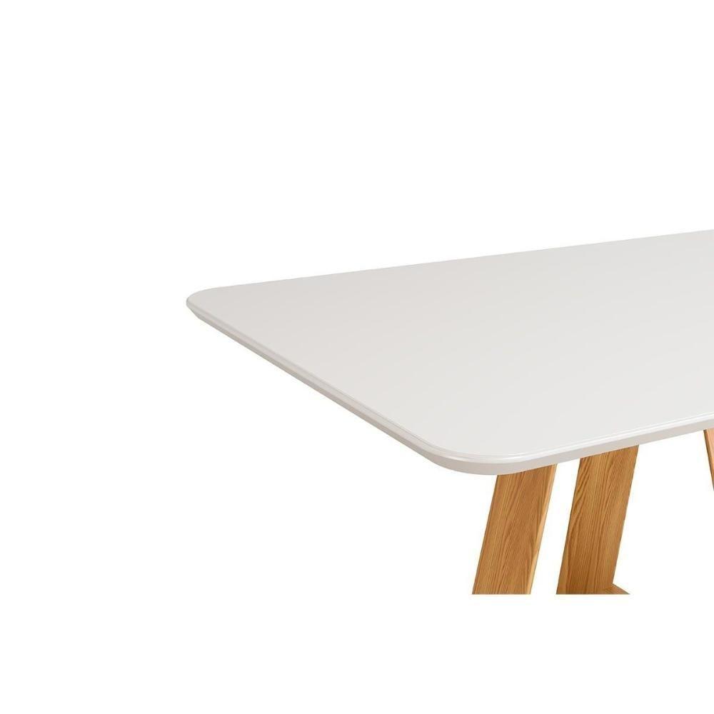 Mesa P- Cozinha Kiara C- Tampo Madeirado Vidro Curvo 160x90cm Cedro-off White - Dj Móveis - 3