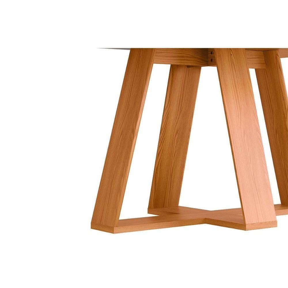 Mesa P- Cozinha Kiara C- Tampo Madeirado Vidro Curvo 160x90cm Cedro-off White - Dj Móveis - 4