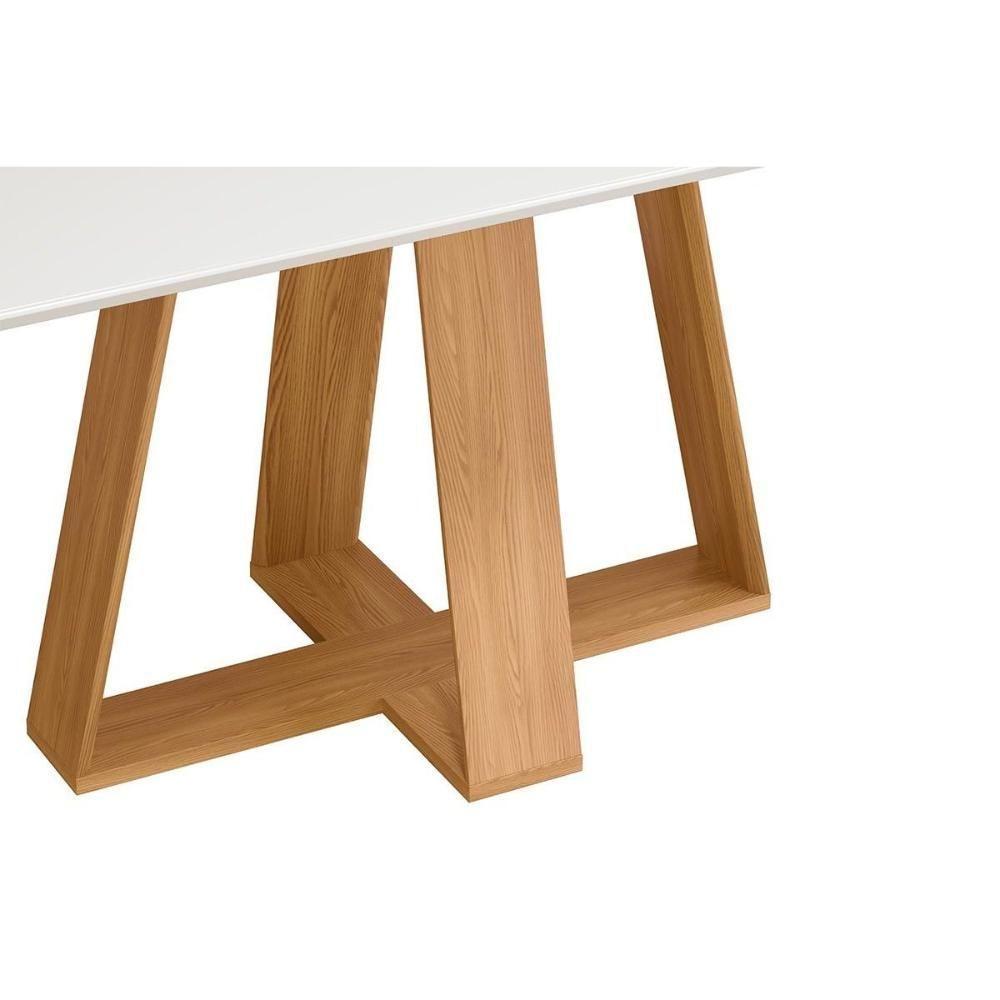 Mesa P- Cozinha Kiara C- Tampo Madeirado Vidro Curvo 160x90cm Cedro-off White - Dj Móveis - 5