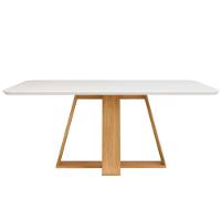 Mesa P- Cozinha Kiara C- Tampo Madeirado Vidro Curvo 160x90cm Cedro-off White - Dj Móveis - 1