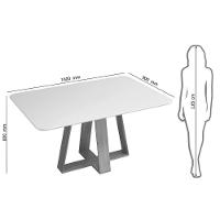 Mesa P- Cozinha Kiara C- Tampo Madeirado Vidro Curvo 160x90cm Cedro-off White - Dj Móveis - 2