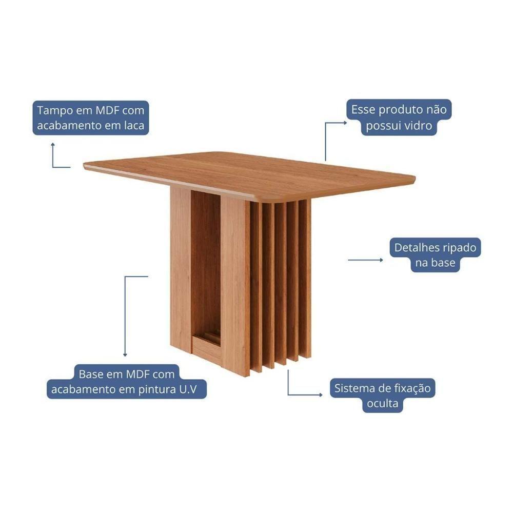 Mesa P- Cozinha Ariela C- Tampo Madeirado 130x80cm Cinamomo - Cimol - 7
