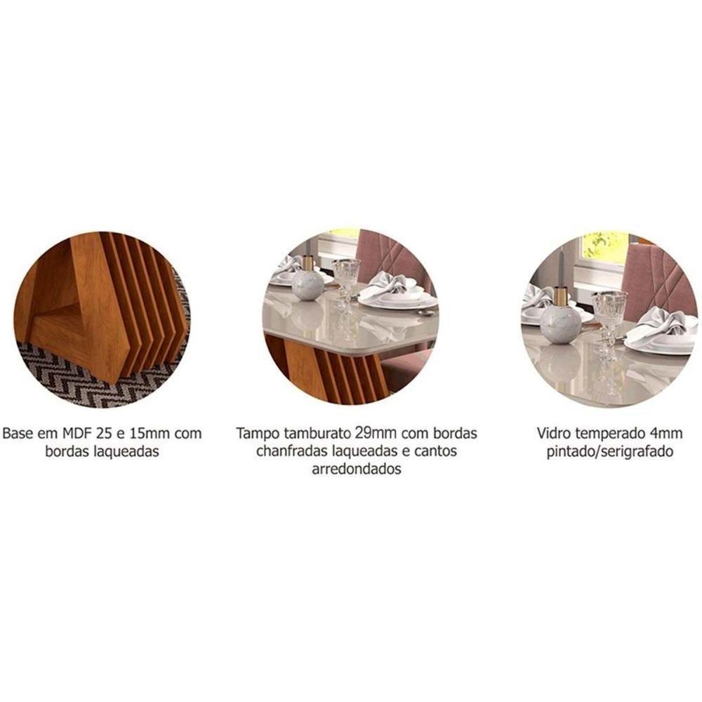 Mesa P- Cozinha ágata C- Tampo Madeirado C- Vidro 130x80cm Cinamomo-off White - Cimol - 3