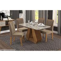 Mesa P- Cozinha ágata C- Tampo Madeirado C- Vidro 130x80cm Cinamomo-off White - Cimol - 7